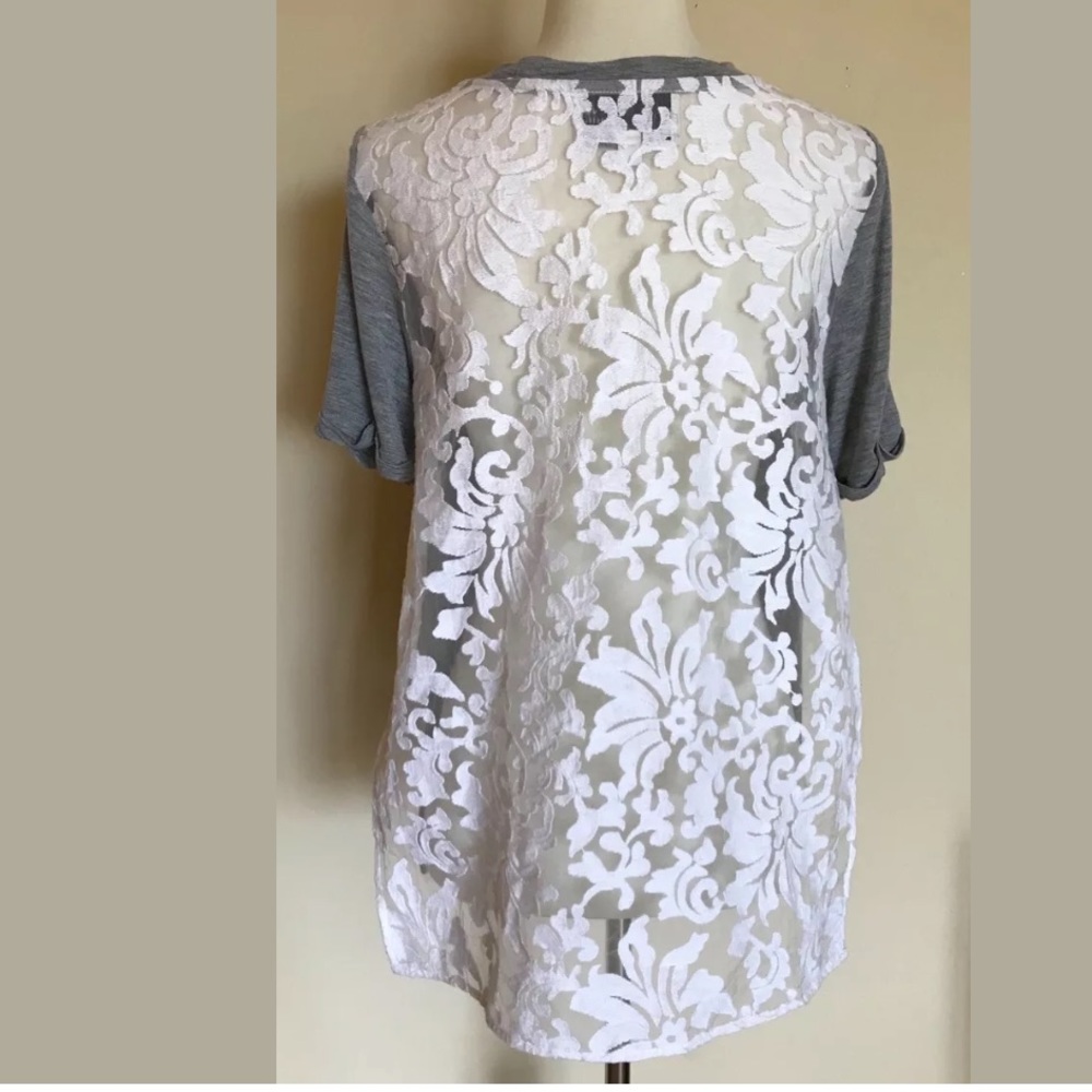JOA Textured Lace Back Tee - Picture 2 of 5